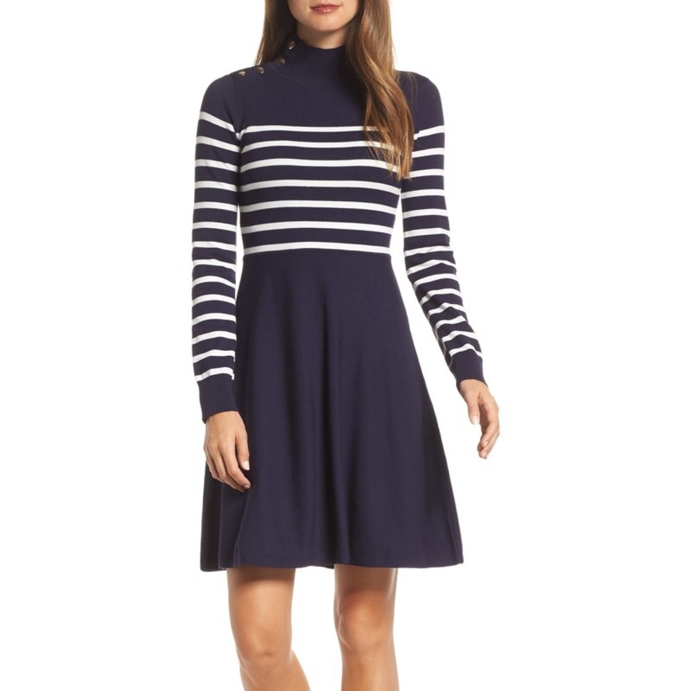 Eliza J Stripe Fit & Flare Dress